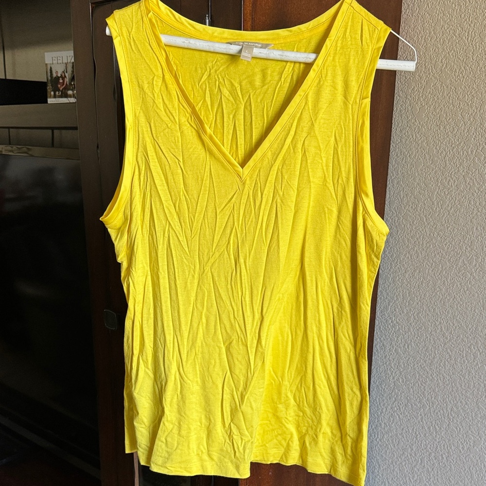 Banana Republic Bright Yellow V-Neck Tank Top